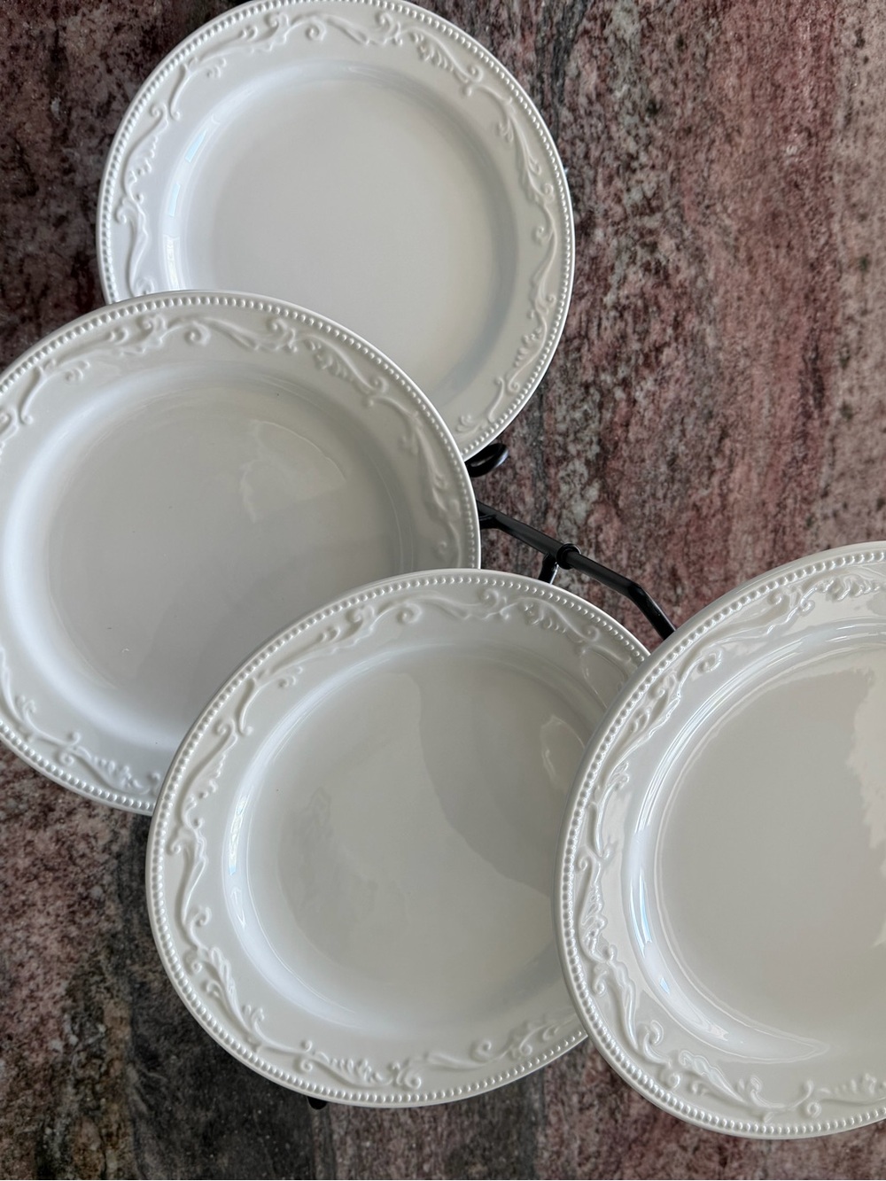 Ceramic Serving / Hostess Plate Set on Metal Serving Stand - Home Dining - Picture 5 of 8